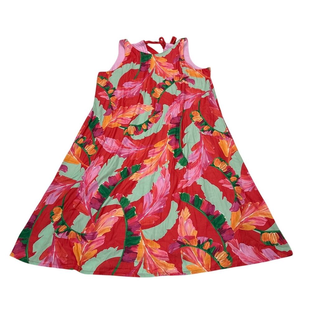 Chico's Womens 3 16 Vibrant Tropical Tie Back Dress Vacation Summer Resortwear